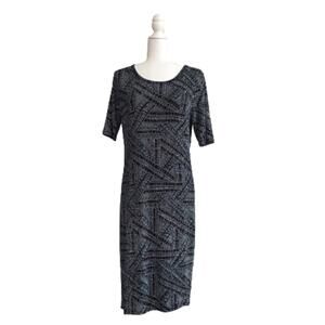 LuLaRoe Dress Julia Black Silver Sparkle Glitter Short Sleeve Elegant Large NEW